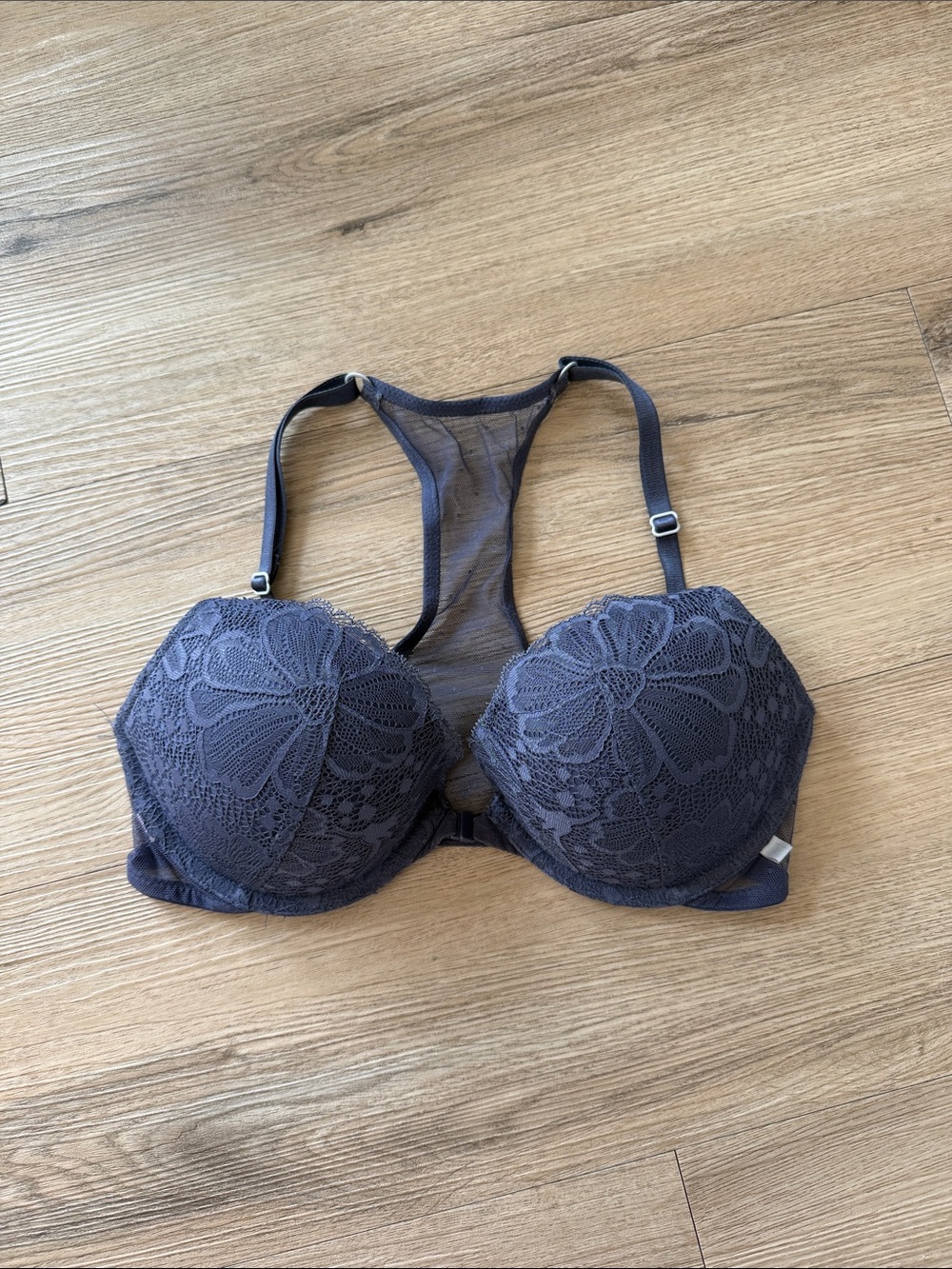 Victoria's Secret Blue/Gray Lace Racerback Push-Up Bra